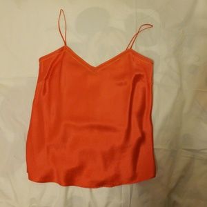 J.Crew Orange Silk Camisole with Yellow Embroidery